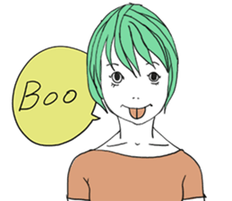 Girl of shortcut hair sticker #12595251