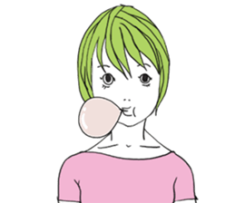 Girl of shortcut hair sticker #12595252