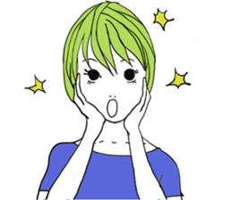 Girl of shortcut hair sticker #12595253