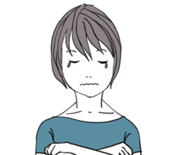 Girl of shortcut hair sticker #12595256