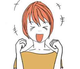 Girl of shortcut hair sticker #12595257