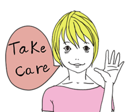 Girl of shortcut hair sticker #12595261