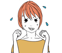 Girl of shortcut hair sticker #12595265