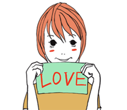 Girl of shortcut hair sticker #12595267