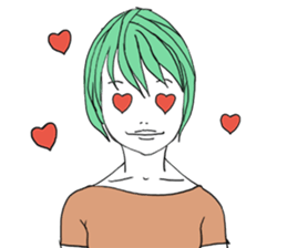 Girl of shortcut hair sticker #12595269