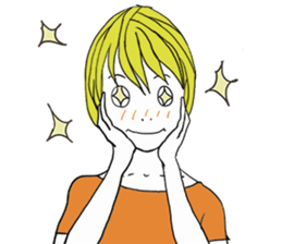 Girl of shortcut hair sticker #12595273