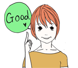 Girl of shortcut hair sticker #12595274