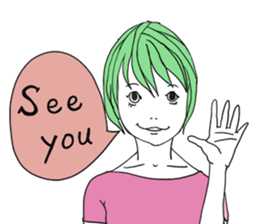 Girl of shortcut hair sticker #12595275