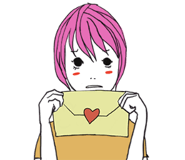 Girl of shortcut hair sticker #12595276