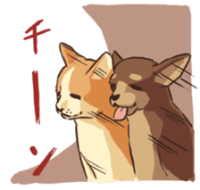 Droopy-eyed Chihuahua and cat sticker #12600156