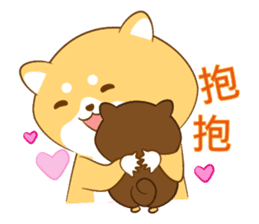 Cute Shiba Inu with its new friend ! sticker #12602413