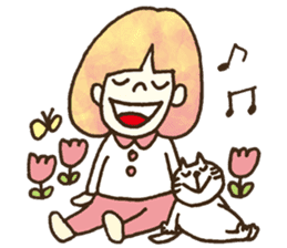 Bobbed a girl sometimes a cat sticker #12611353