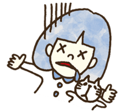 Bobbed a girl sometimes a cat sticker #12611364
