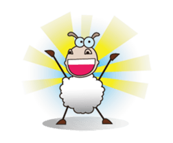 Funny and Fluffy-white Sheep Animated I sticker #12639591