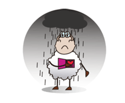 Funny and Fluffy-white Sheep Animated I sticker #12639592