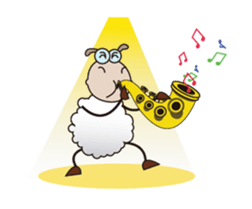 Funny and Fluffy-white Sheep Animated I sticker #12639596