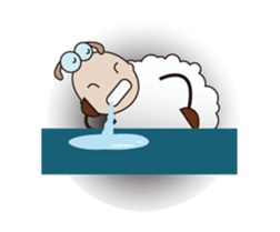 Funny and Fluffy-white Sheep Animated I sticker #12639599