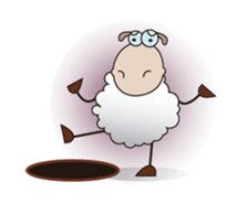 Funny and Fluffy-white Sheep Animated I sticker #12639600