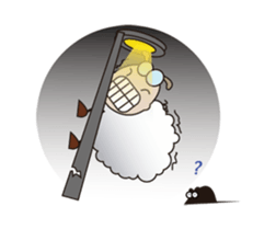 Funny and Fluffy-white Sheep Animated I sticker #12639602