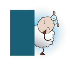 Funny and Fluffy-white Sheep Animated I sticker #12639606