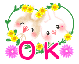 - Flowers And Hares - sticker #12643330