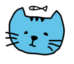 blue cat and his fish sticker #12665006