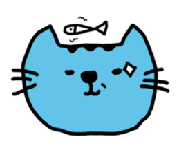 blue cat and his fish sticker #12665018