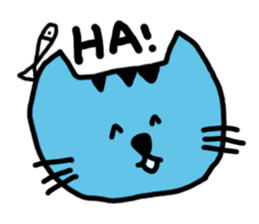 blue cat and his fish sticker #12665022