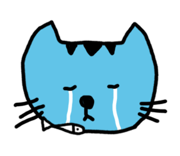 blue cat and his fish sticker #12665023