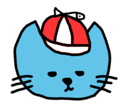 blue cat and his fish sticker #12665024