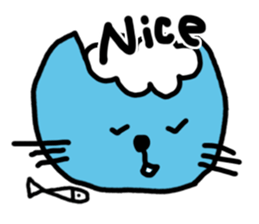 blue cat and his fish sticker #12665025