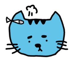 blue cat and his fish sticker #12665027