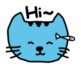 blue cat and his fish sticker #12665028