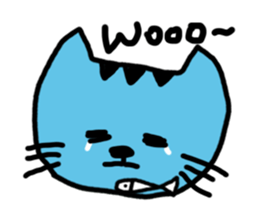 blue cat and his fish sticker #12665031
