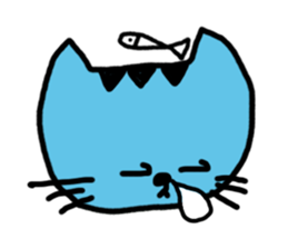 blue cat and his fish sticker #12665034