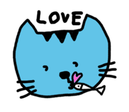 blue cat and his fish sticker #12665035