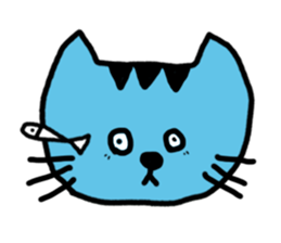 blue cat and his fish sticker #12665039