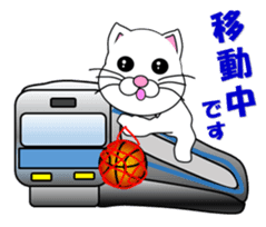 Basketball of a white cat sticker #12675078