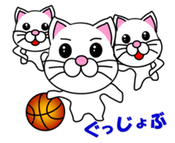 Basketball of a white cat sticker #12675087