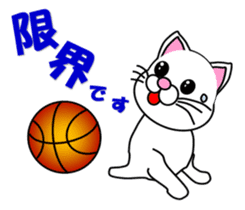 Basketball of a white cat sticker #12675102