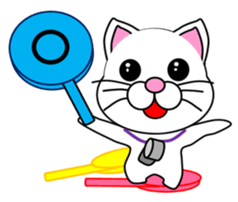 Basketball of a white cat sticker #12675106