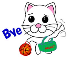 Basketball of a white cat sticker #12675109