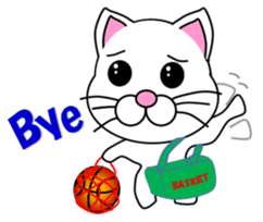 Basketball of a white cat sticker #12675109