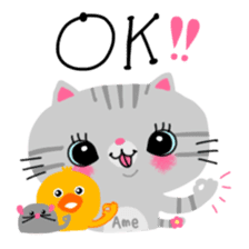 Amechan the Cat with Captain Duck sticker #12675150