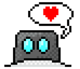 Fridgetron and Friends! Cute Pixel Robot sticker #12679587