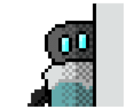 Fridgetron and Friends! Cute Pixel Robot sticker #12679596