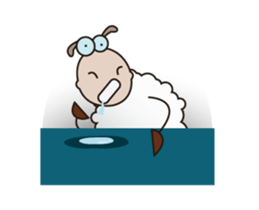 Funny and Fluffy-white Sheep Animated 3 sticker #12685460