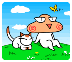 Plump Fukuyoka and cat and tortoise sticker #12715642