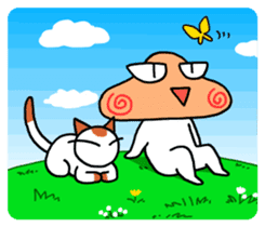 Plump Fukuyoka and cat and tortoise sticker #12715642