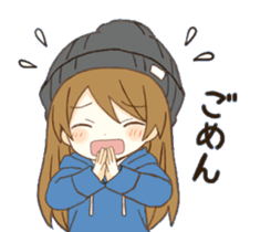 Knit hat girls sticker sticker #12731137